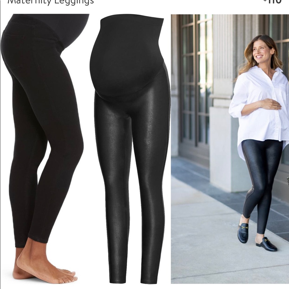 Spanx mama faux leather leggings